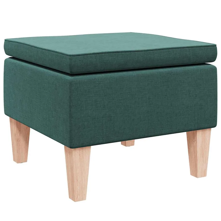 Tabouret avec pieds en bois Vert foncé Tissu - 4