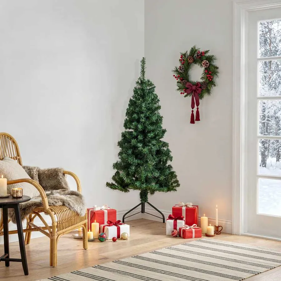 Sapin de Noël artificiel d'angle Vert 120 cm PVC
