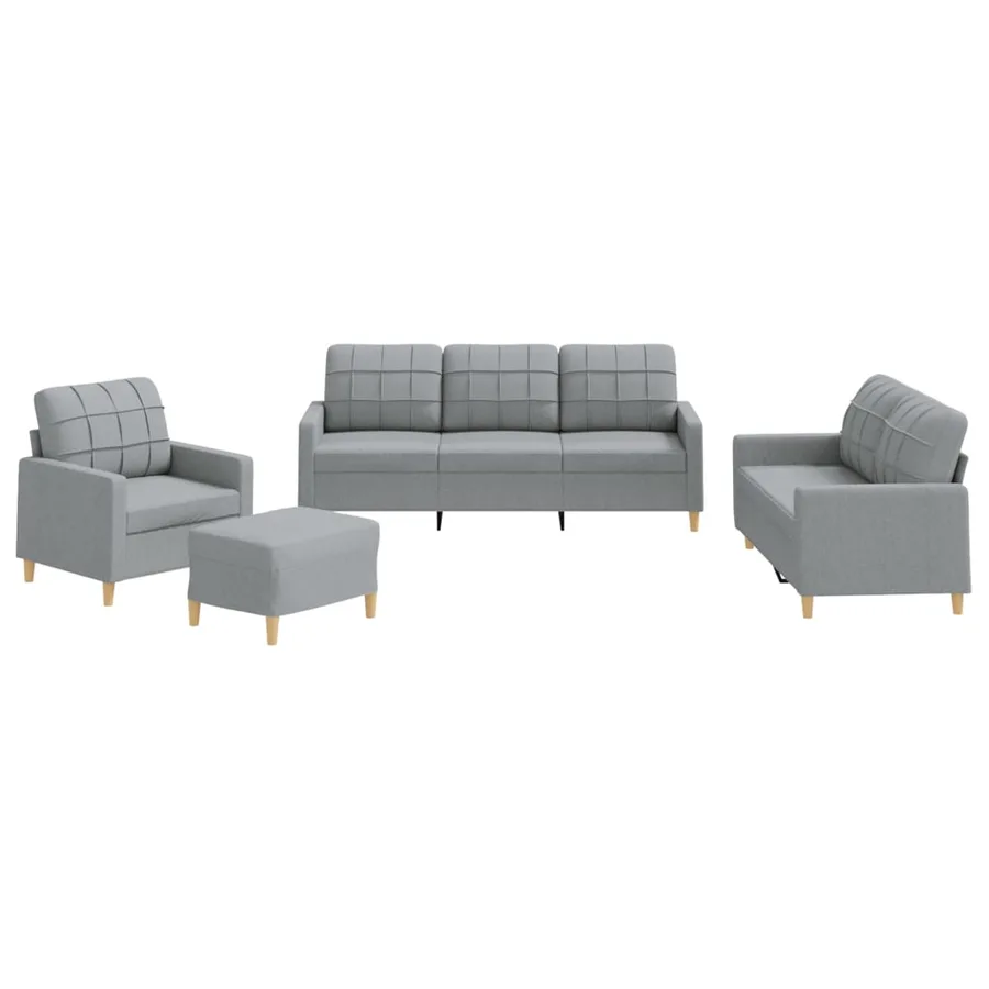 Ensemble de canapés 4 pcs avec coussins Gris clair Tissu - 2