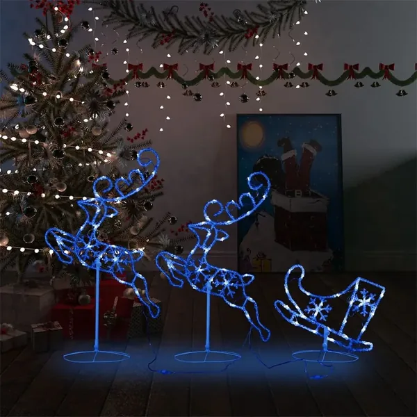 Renne/traîneaux Noël volant Acrylique 260x21x87 cm Bleu