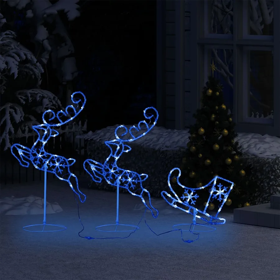 Renne/traîneaux Noël volant Acrylique 260x21x87 cm Bleu - 3