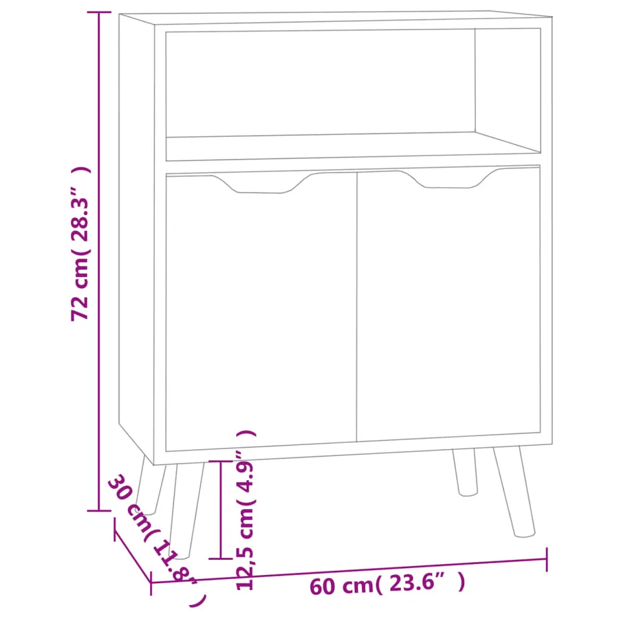 Buffet gris béton 60x30x72 cm bois d'ingénierie - 8