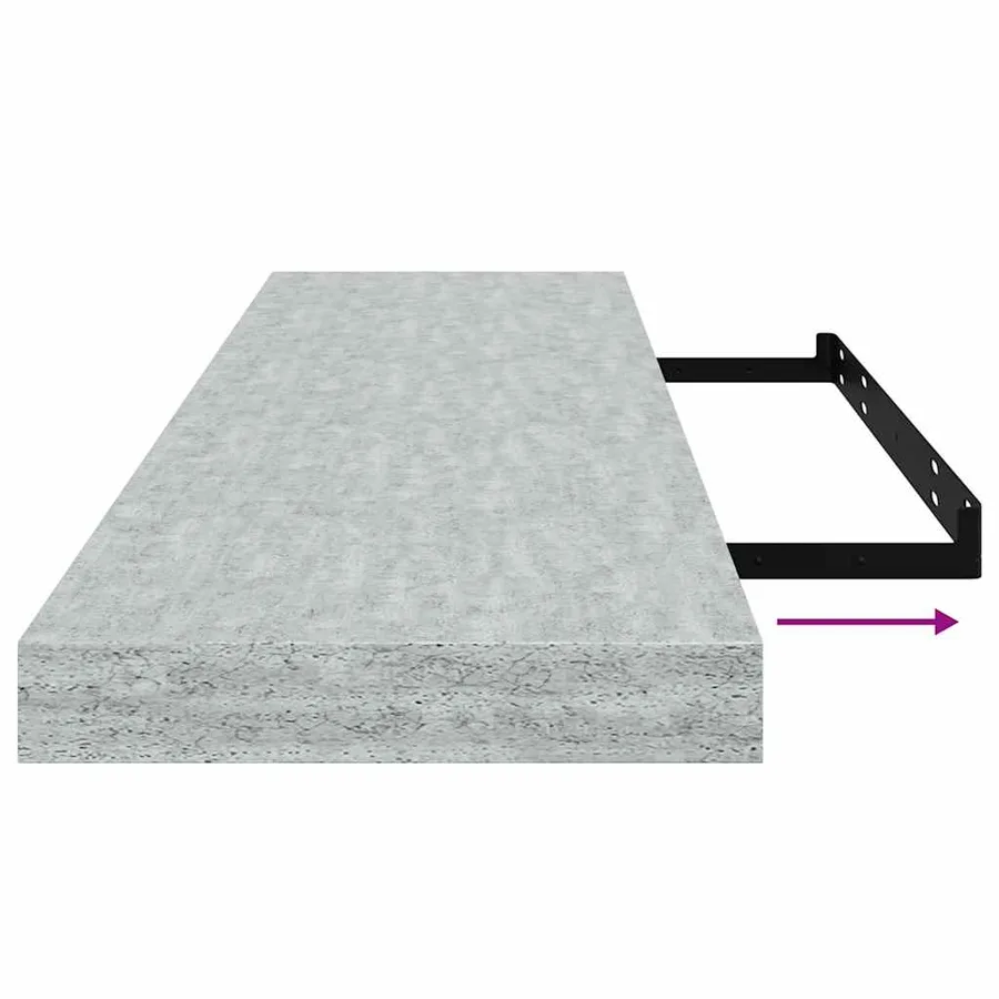 Étagères murales flottantes 2 pcs Gris béton 90x23,5x3,8cm MDF - 11