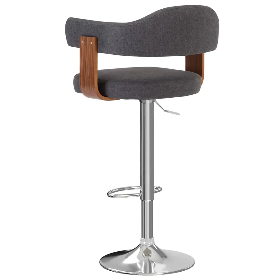 Tabourets de bar lot de 2 gris foncé bois courbé et tissu - 5