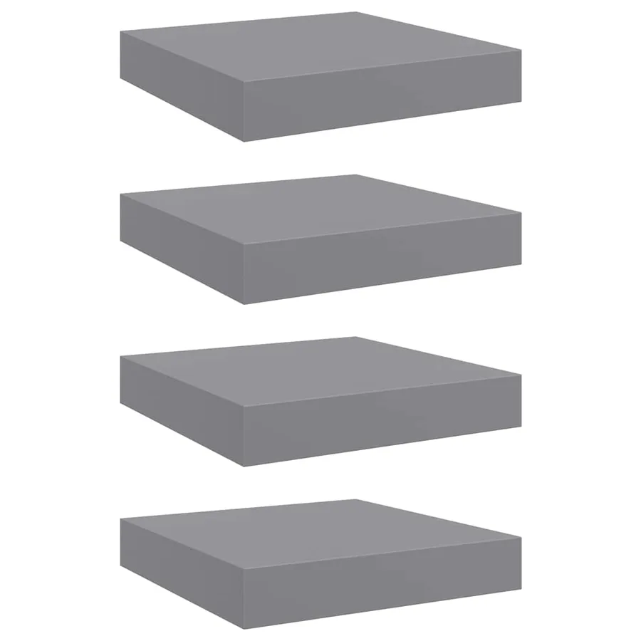 Étagères murales flottantes 4 pcs gris 23x23,5x3,8 cm MDF - 2
