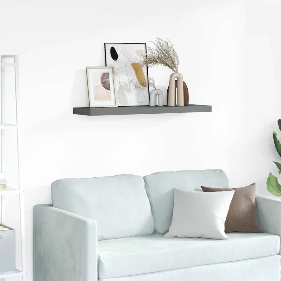 Étagère murale flottante Gris brillant 90x23,5x3,8 cm MDF