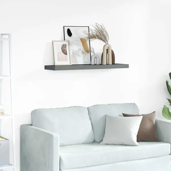 Étagère murale flottante Gris brillant 90x23,5x3,8 cm MDF
