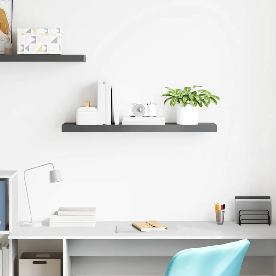 Étagère murale flottante Gris brillant 90x23,5x3,8 cm MDF - 3