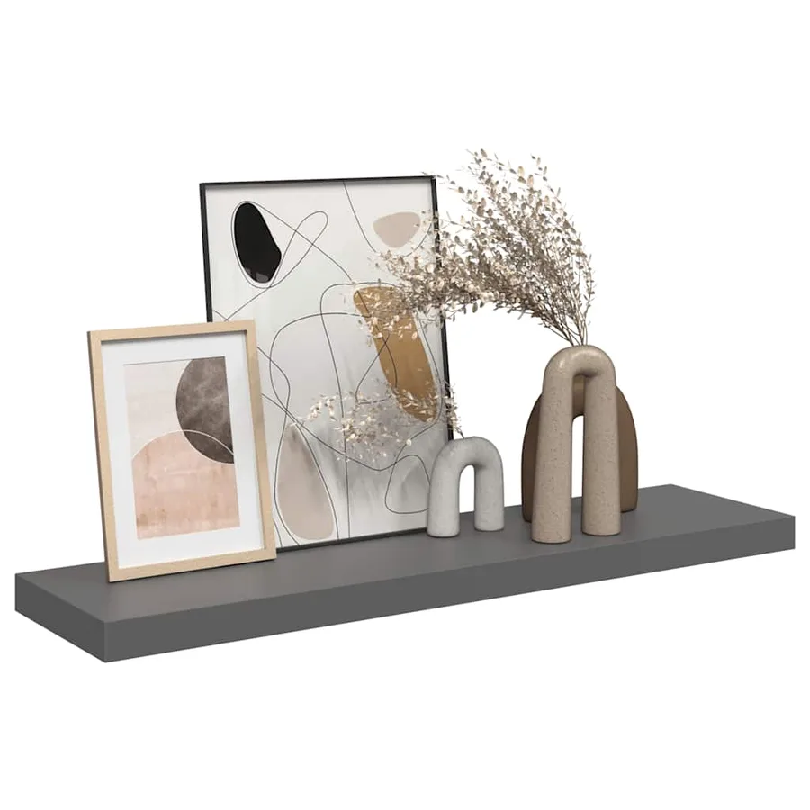 Étagère murale flottante Gris brillant 90x23,5x3,8 cm MDF - 5