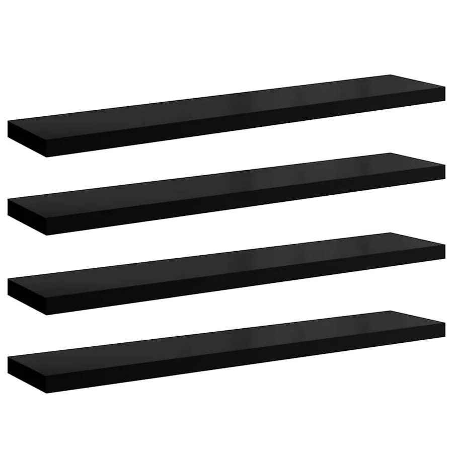 Étagère murale flottante 4 pcs Noir brillant 120x23,5x3,8cm MDF - 2