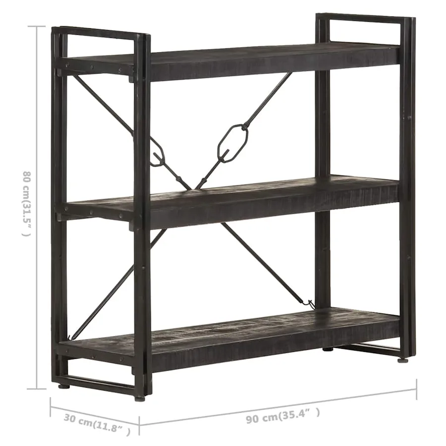 Bibliothèque à 3 niveaux 90x30x80 cm Bois de manguier massif - 5