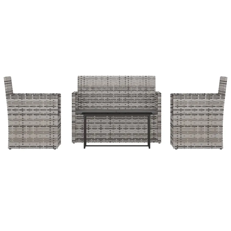 Mobilier d'extérieur 4 pcs avec coussins Résine tressée Gris - 2
