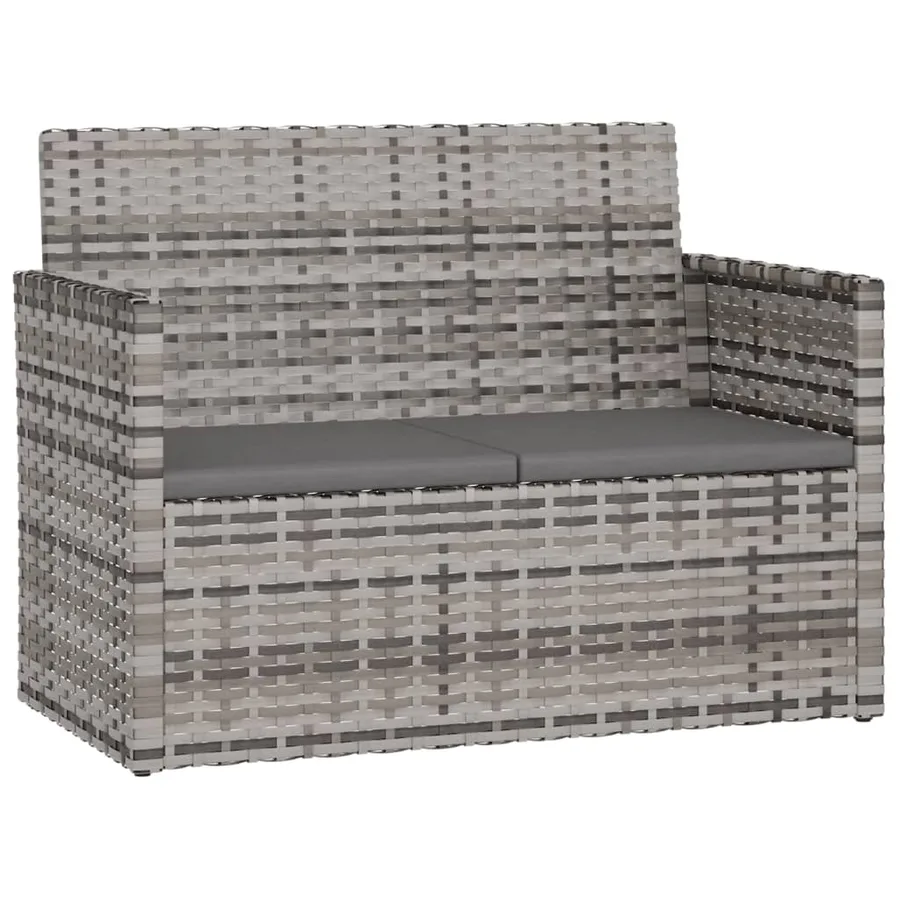 Mobilier d'extérieur 4 pcs avec coussins Résine tressée Gris - 4