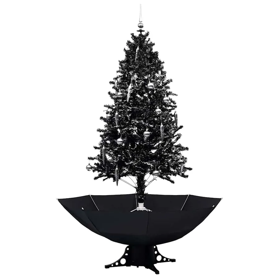 Arbre de Noël neigeux avec base de parapluie Noir 190 cm PVC - 2