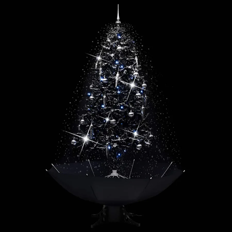Arbre de Noël neigeux avec base de parapluie Noir 190 cm PVC - 3