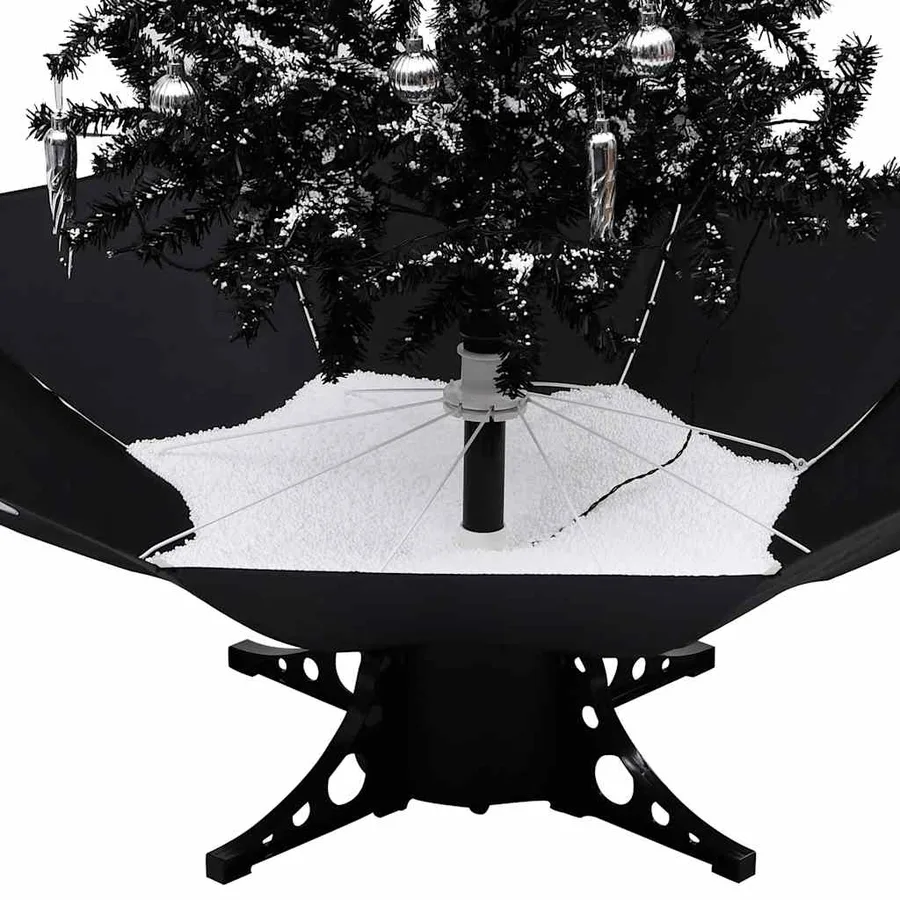 Arbre de Noël neigeux avec base de parapluie Noir 190 cm PVC - 5
