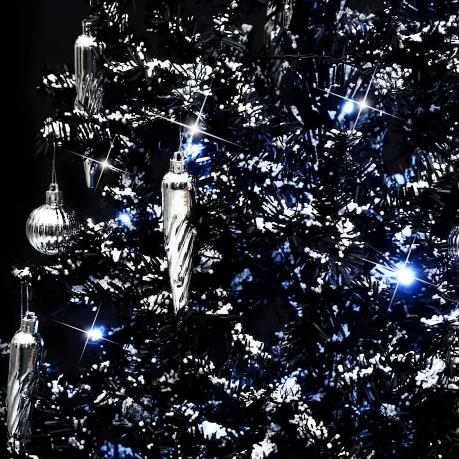 Arbre de Noël neigeux avec base de parapluie Noir 190 cm PVC - 7