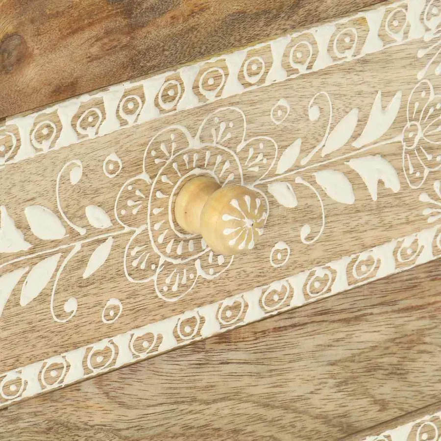 Table de chevet peinte à la main 40x30x60 cm Bois de manguier - 6
