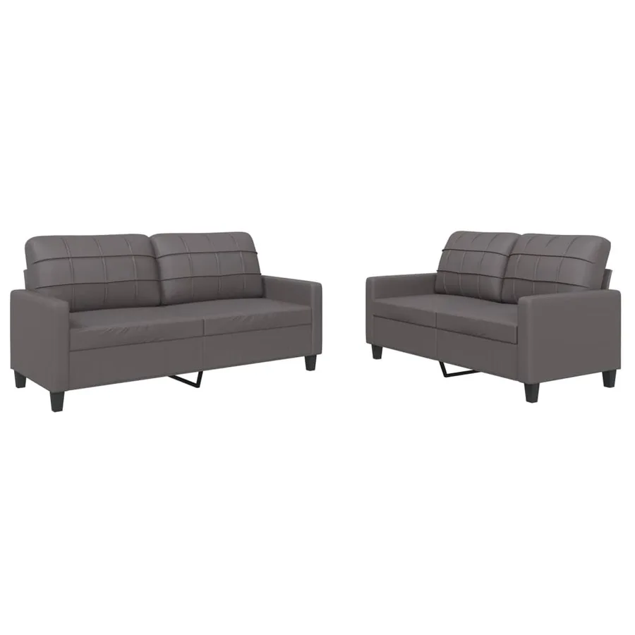 Ensemble de canapés 2 pcs avec coussins Gris Similicuir - 2