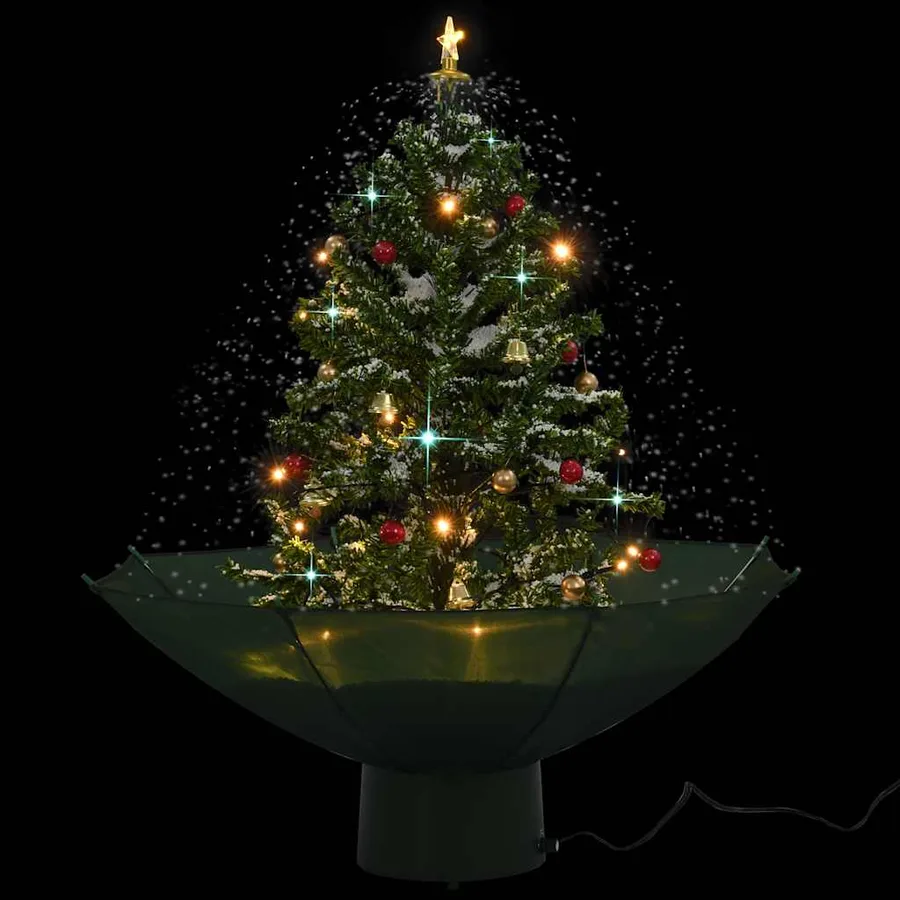 Arbre de Noël neigeux avec base de parapluie Vert 75 cm - 4