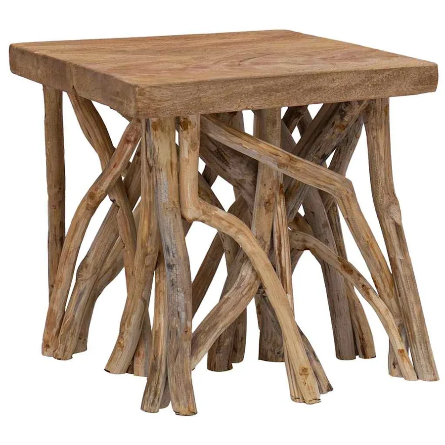 Table basse en rondin 40x40x40 cm bois de récupération mélangé