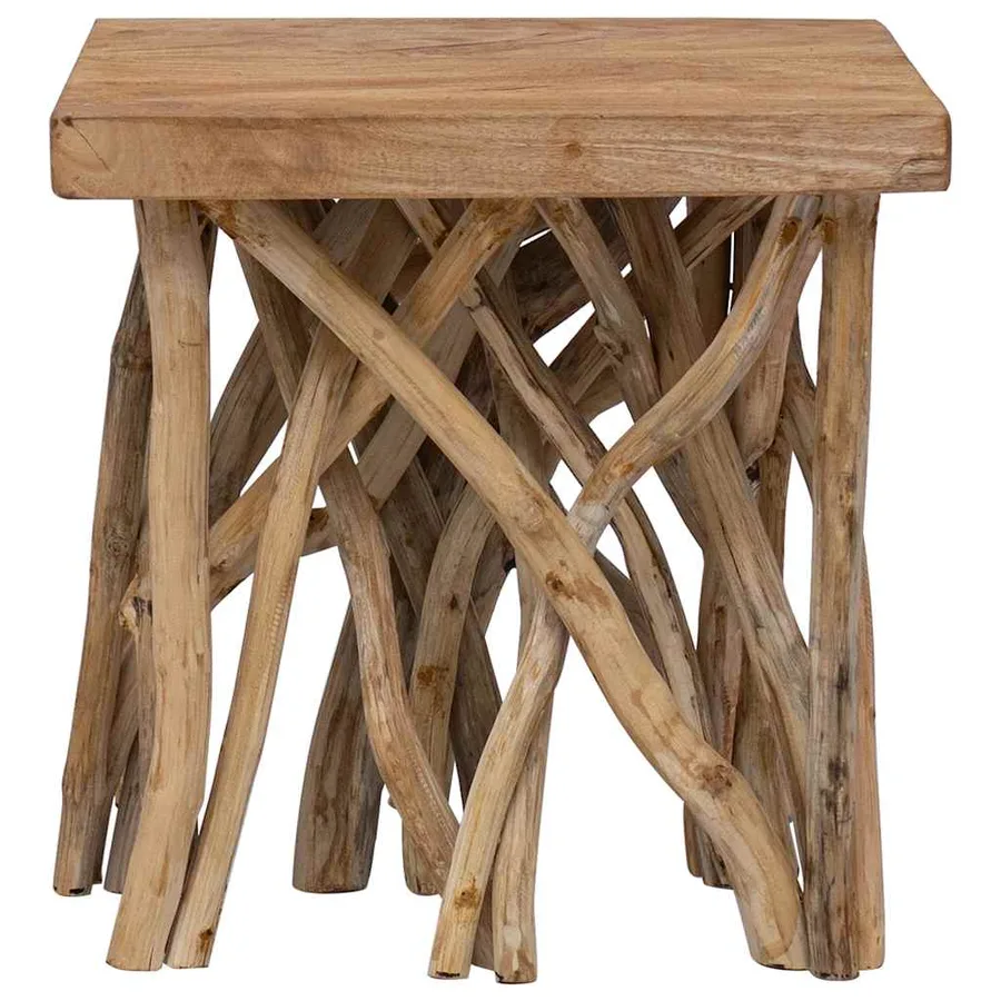 Table basse en rondin 40x40x40 cm bois de récupération mélangé - 2