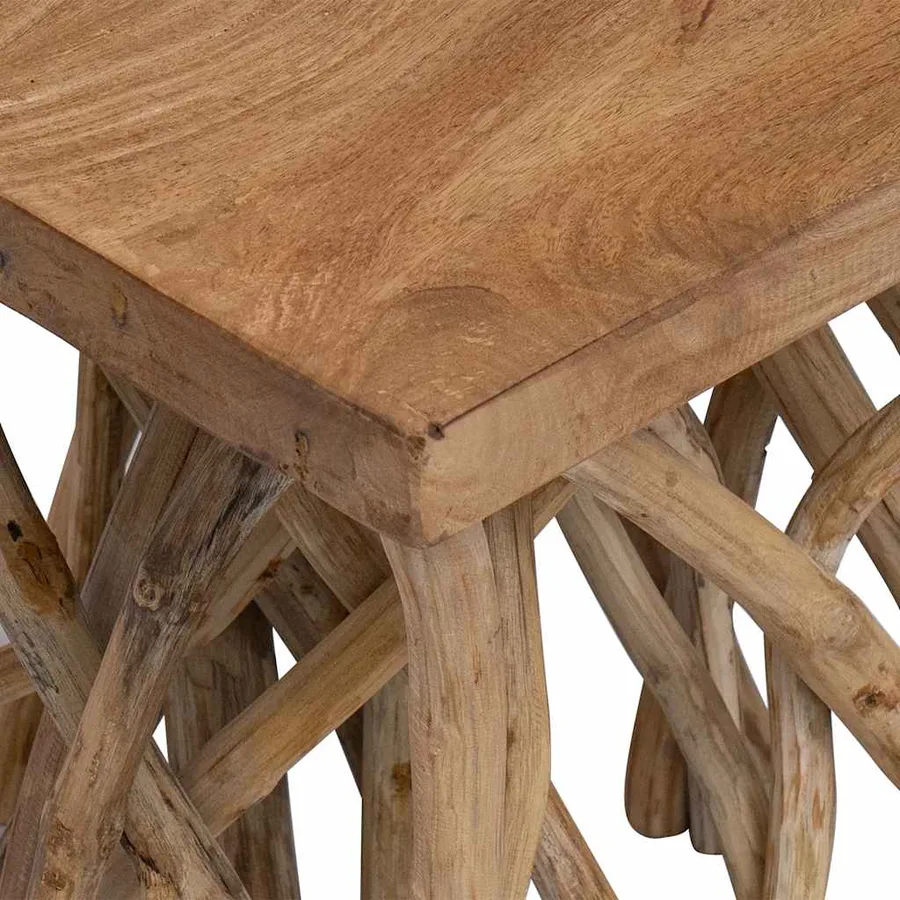 Table basse en rondin 40x40x40 cm bois de récupération mélangé - 3