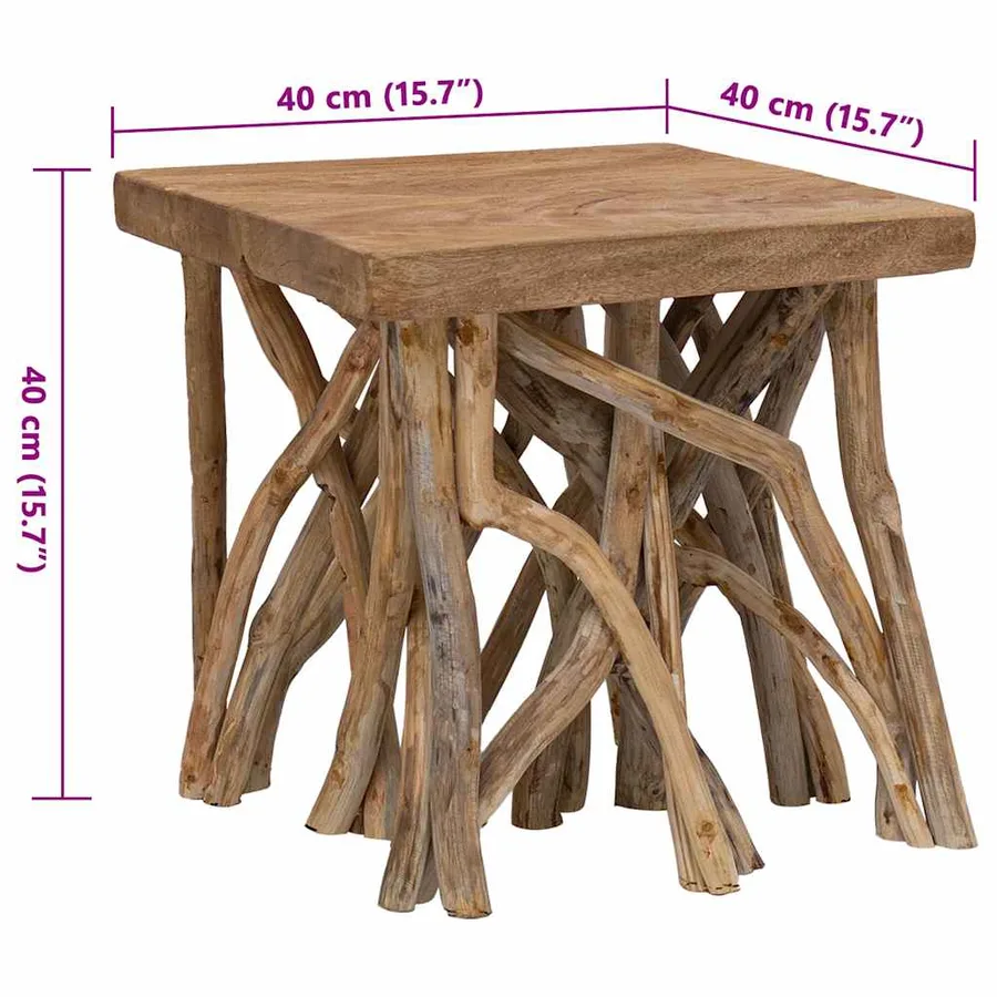Table basse en rondin 40x40x40 cm bois de récupération mélangé - 6