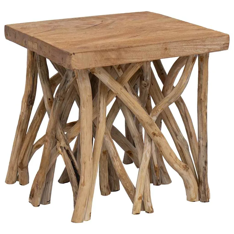Table basse en rondin 40x40x40 cm bois de récupération mélangé - 7