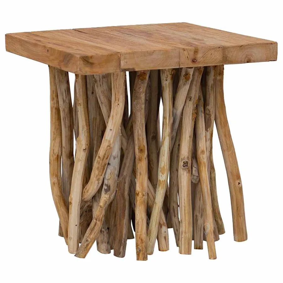 Table basse en rondin 40x40x40 cm bois de récupération mélangé - 8