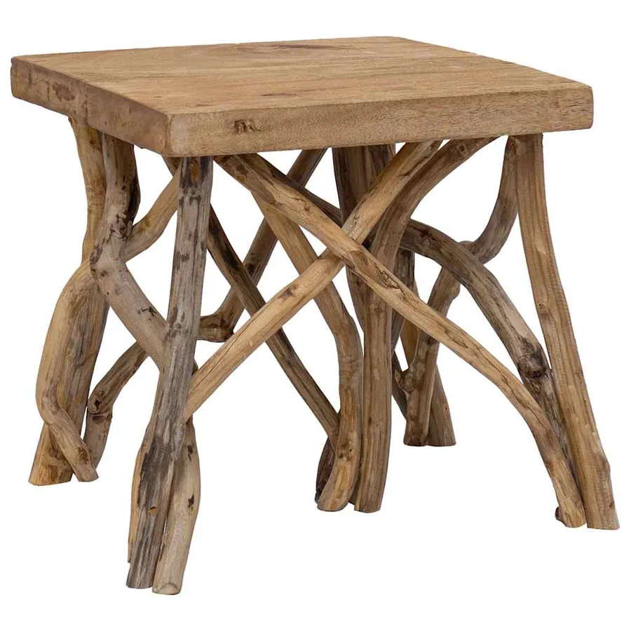 Table basse en rondin 40x40x40 cm bois de récupération mélangé - 9