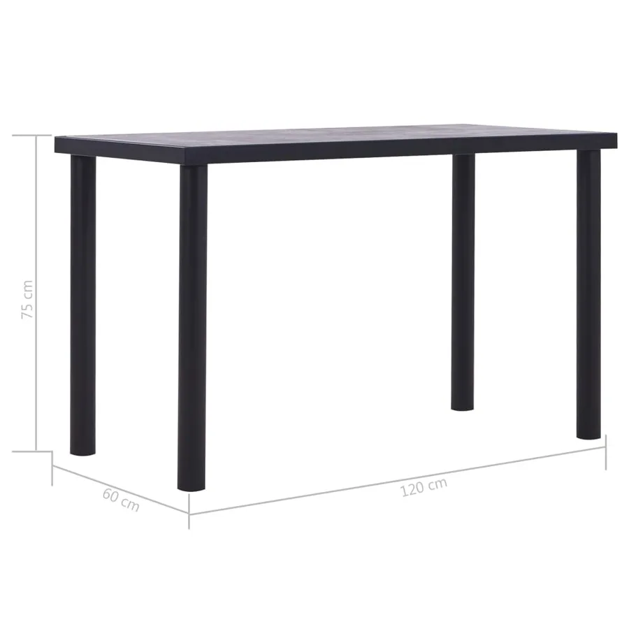 Table de salle à manger Noir et gris béton 120x60x75 cm MDF - 5