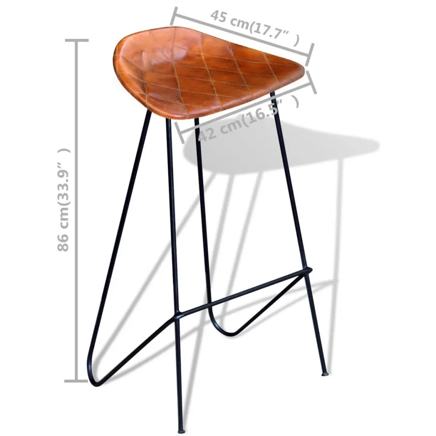 Ensemble de bar 7 pcs Bois de récupération et cuir véritable - 12