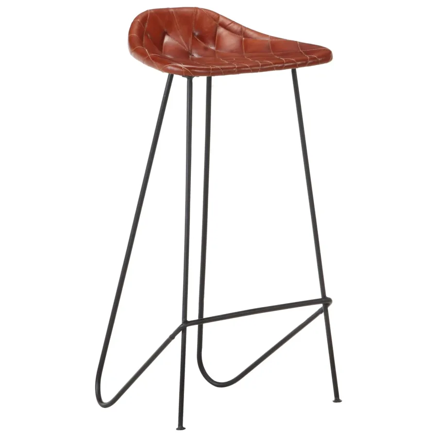 Ensemble de bar 7 pcs Bois de récupération et cuir véritable - 9