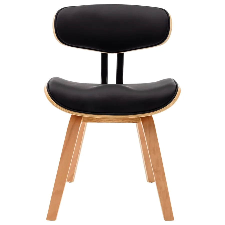 Chaises à manger lot de 6 noir bois courbé et similicuir - 4