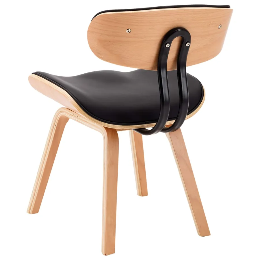 Chaises à manger lot de 6 noir bois courbé et similicuir - 6