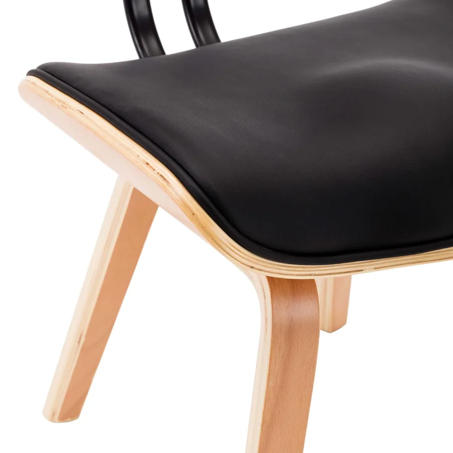 Chaises à manger lot de 6 noir bois courbé et similicuir - 7