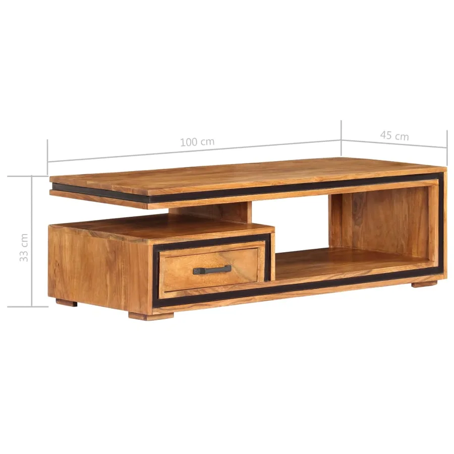 Table basse 100x45x33 cm Bois d'acacia massif - 8