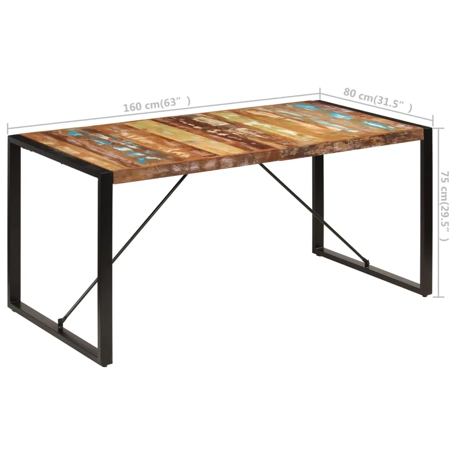 Table à manger 160x80x75 cm Bois de récupération massif - 8