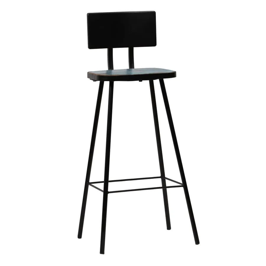Tabourets de bar lot de 2 bois massif de récupération - 12