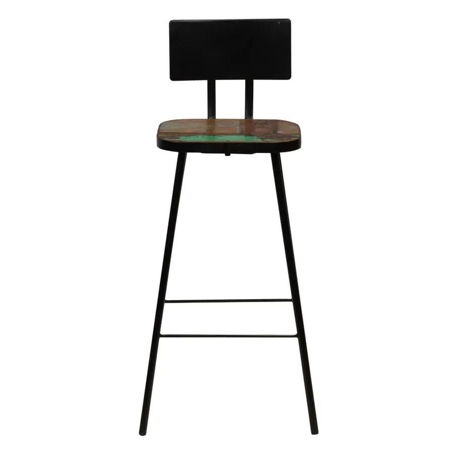 Tabourets de bar lot de 2 bois massif de récupération - 2