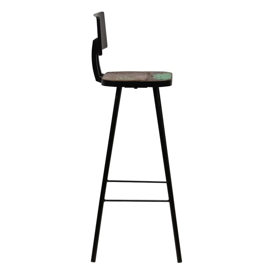 Tabourets de bar lot de 2 bois massif de récupération - 3