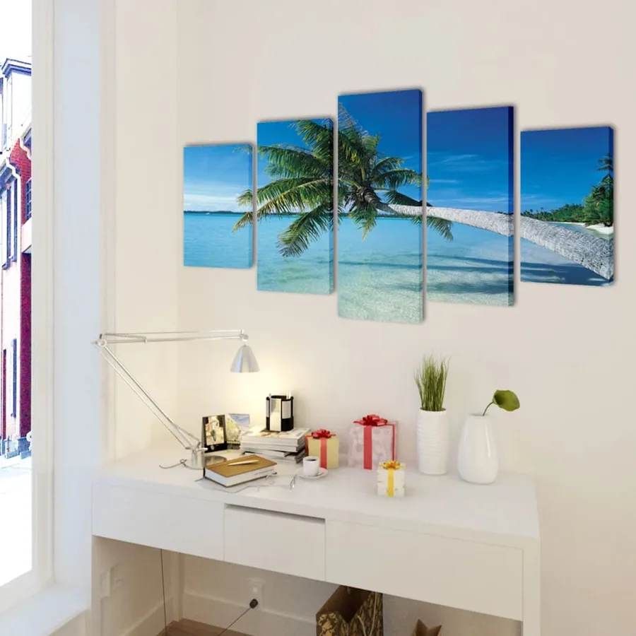 Set de toiles murales imprimées Plage avec palmier 200 x 100 cm - 2