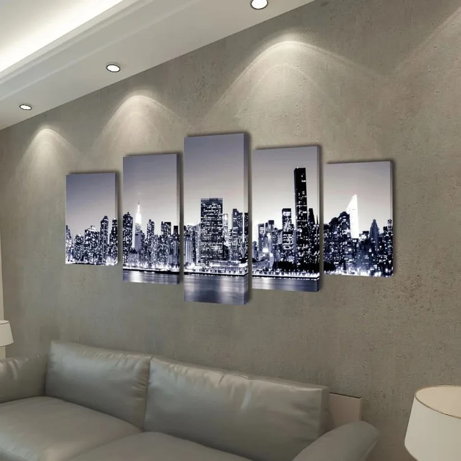 Set de toiles murales imprimées Horizon de New York monochrome - 2