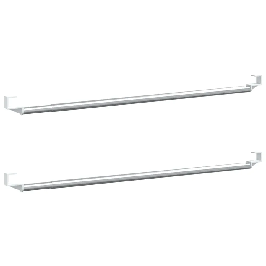 Tringles à rideau 2 pcs blanc et argenté 40-60 cm aluminium - 2