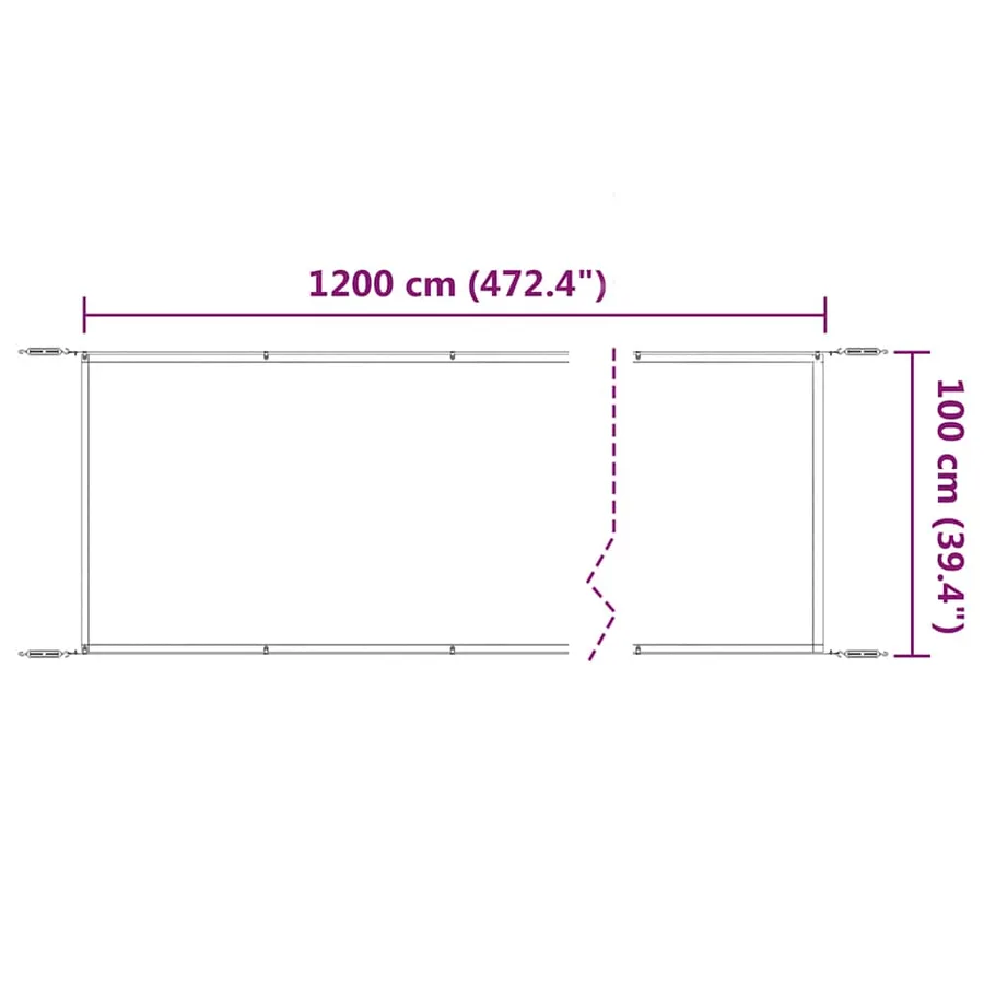 Auvent vertical Anthracite 100x1200 cm Tissu oxford - 6