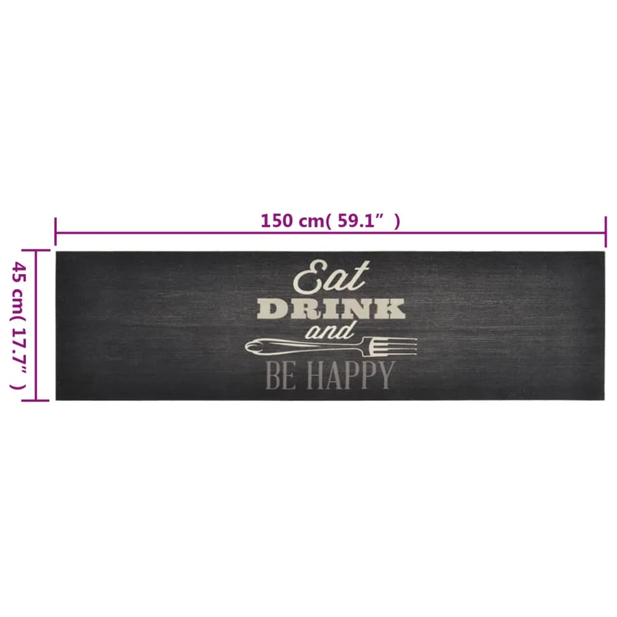 Tapis de cuisine lavable impression cuisine noir 45x150 cm - 5