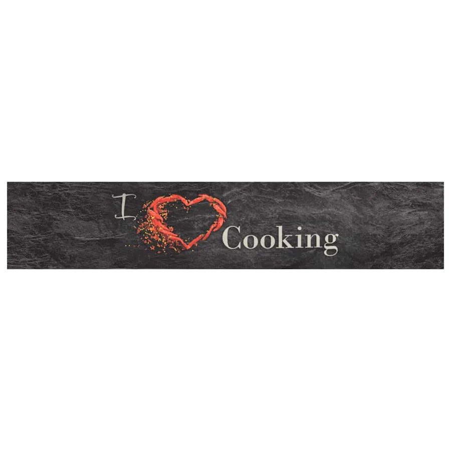 Tapis de cuisine lavable impression cuisine noir 60x300 cm - 2