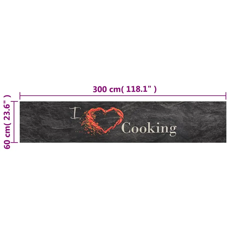 Tapis de cuisine lavable impression cuisine noir 60x300 cm - 5