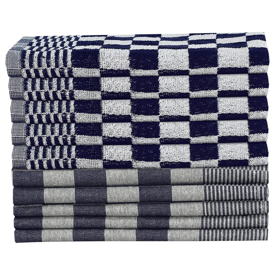 Ensemble de serviettes 10 pcs bleu et blanc coton - 3